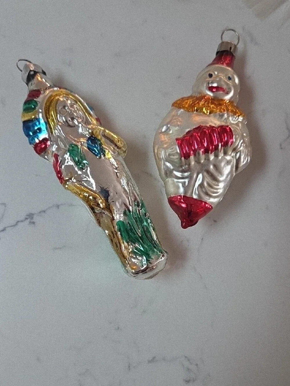 Vintage Glass Bird and Holiday Ornament Set - German Blown Glass